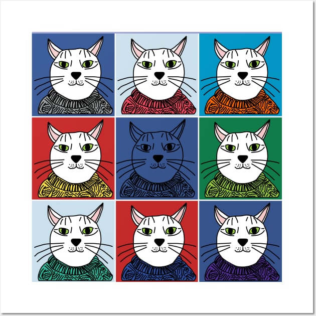 Sweater Cat Portrait Graphic Wall Art by ellenhenryart